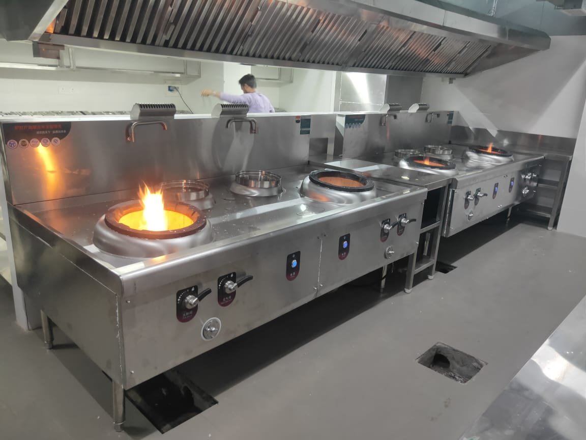 Chinese wok range installation